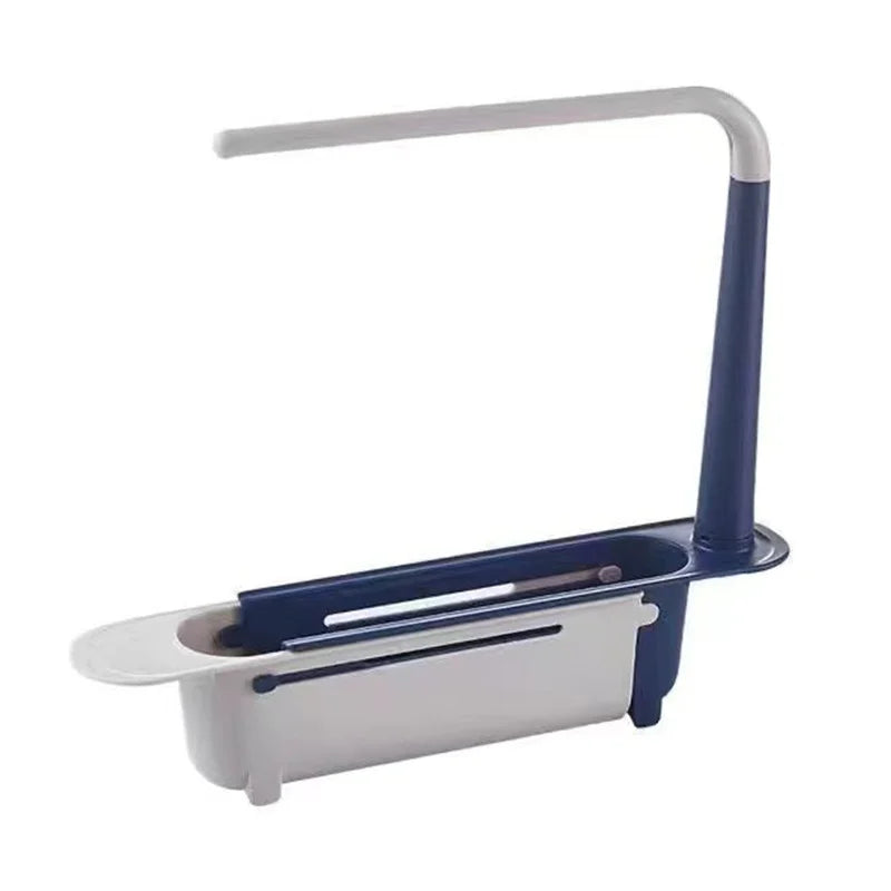 Telescopic Sink Shelf — Adjustable Kitchen Organiser with Soap & Sponge Holder