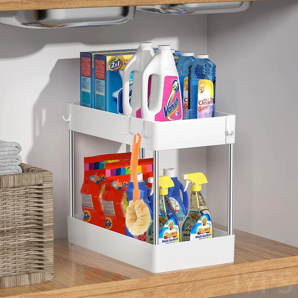 2-Tier Under Sink Organiser — Kitchen & Bathroom Cabinet Storage Rack