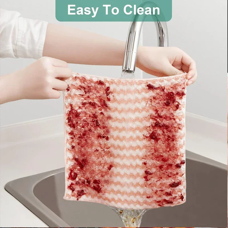 Microfiber Kitchen Dishcloths — Thickened Absorbent Cleaning Cloths
