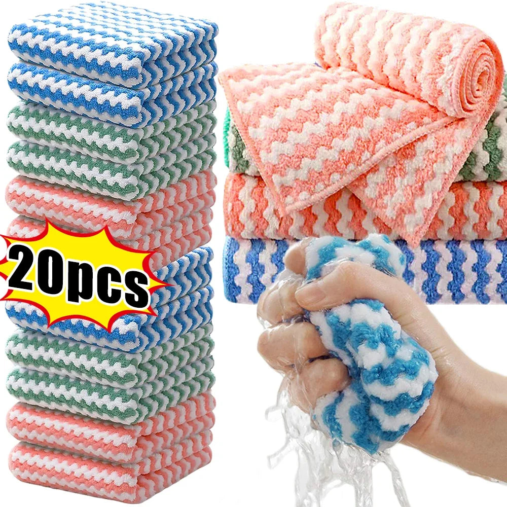 Microfiber Kitchen Dishcloths — Thickened Absorbent Cleaning Cloths