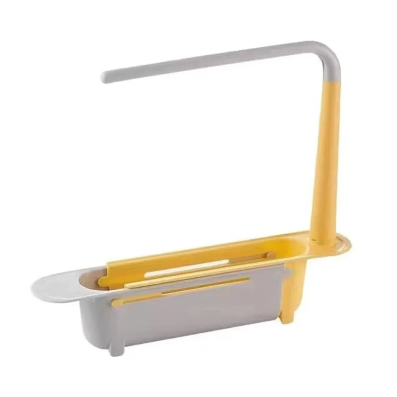 Telescopic Sink Shelf — Adjustable Kitchen Organiser with Soap & Sponge Holder