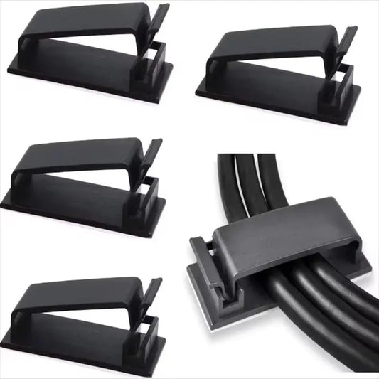 Self-Adhesive Cable Clips — Cord Management Wire Holder for Home, Office & Car