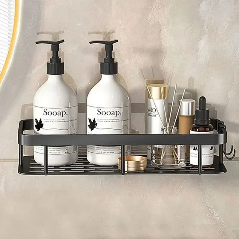 No-Drill Bathroom Corner Shelf — Wall Mount Shower Storage Rack