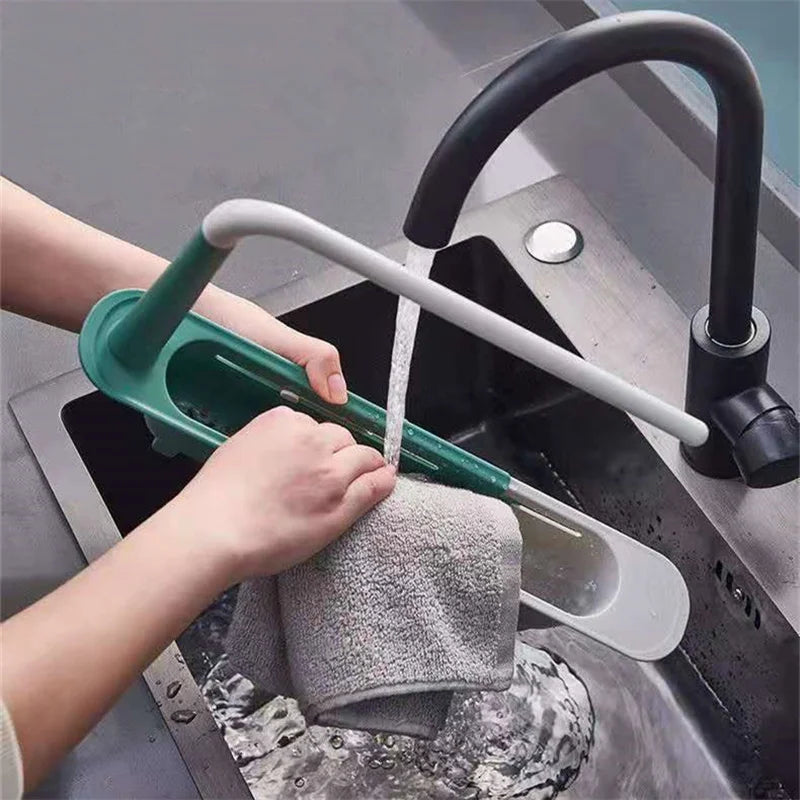 Telescopic Sink Shelf — Adjustable Kitchen Organiser with Soap & Sponge Holder