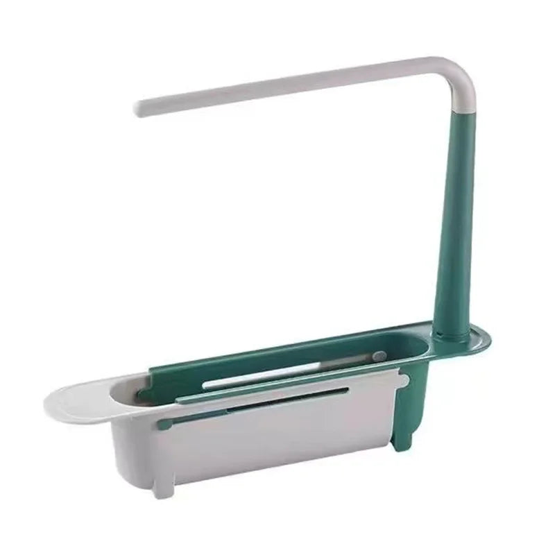 Telescopic Sink Shelf — Adjustable Kitchen Organiser with Soap & Sponge Holder