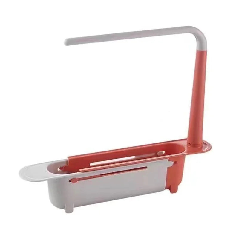 Telescopic Sink Shelf — Adjustable Kitchen Organiser with Soap & Sponge Holder