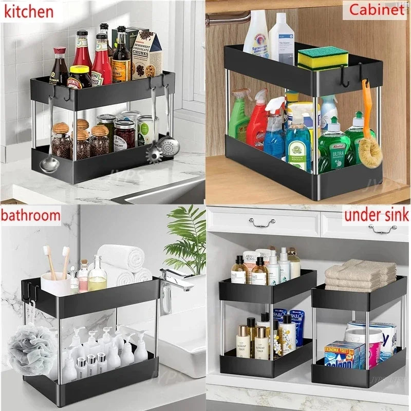 2-Tier Under Sink Organiser — Kitchen & Bathroom Cabinet Storage Rack