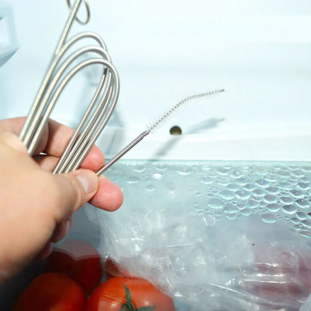Refrigerator Drain Cleaning Brush Set — Flexible Coil Scrub Tool