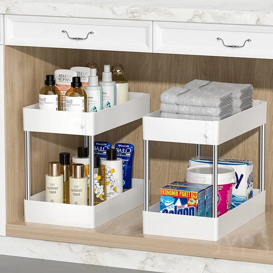 2-Tier Under Sink Organiser — Kitchen & Bathroom Cabinet Storage Rack