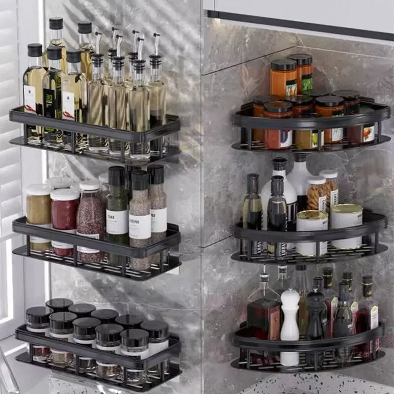 No-Drill Bathroom Corner Shelf — Wall Mount Shower Storage Rack