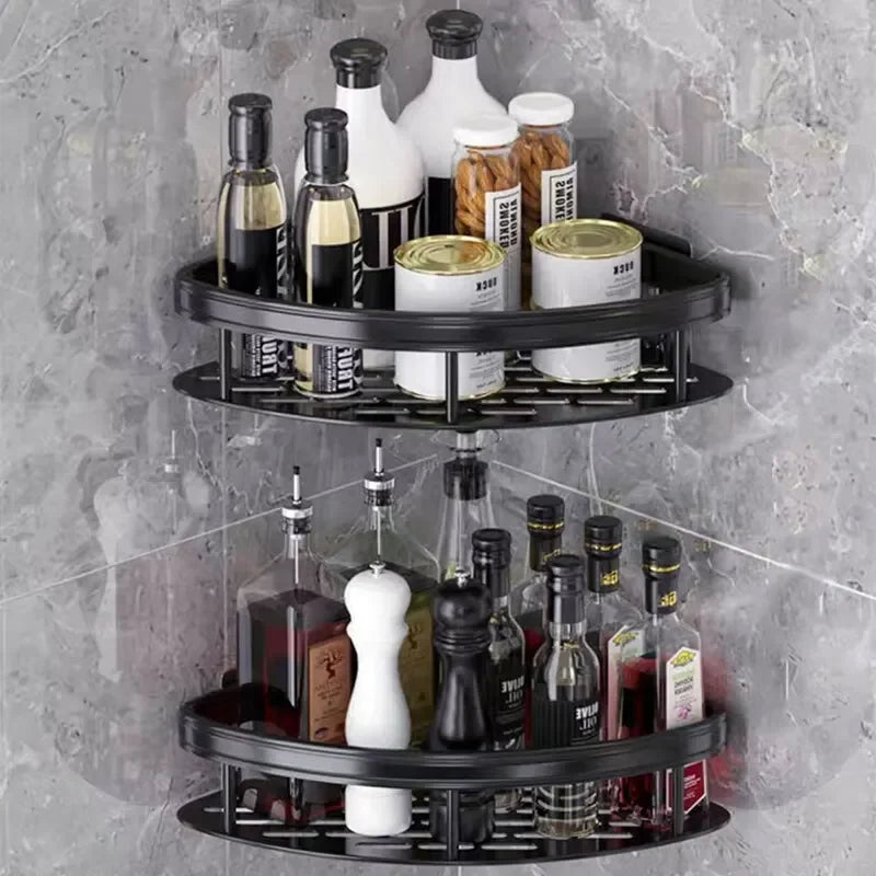 No-Drill Bathroom Corner Shelf — Wall Mount Shower Storage Rack
