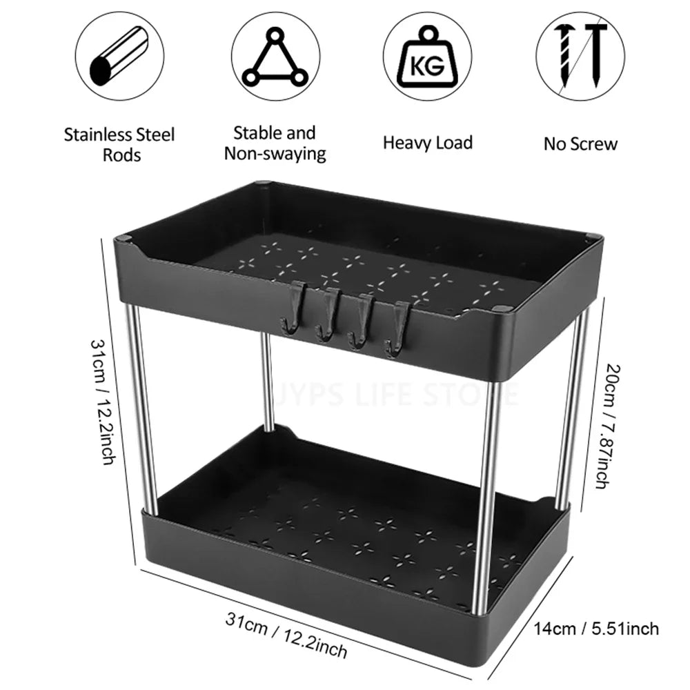 2-Tier Under Sink Organiser — Kitchen & Bathroom Cabinet Storage Rack