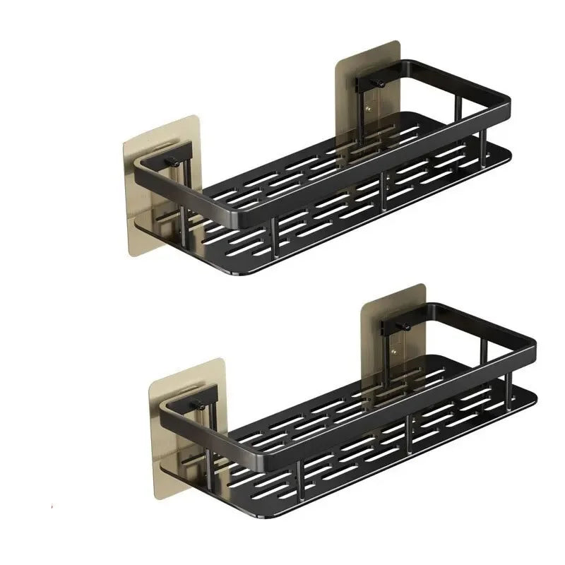 No-Drill Bathroom Corner Shelf — Wall Mount Shower Storage Rack