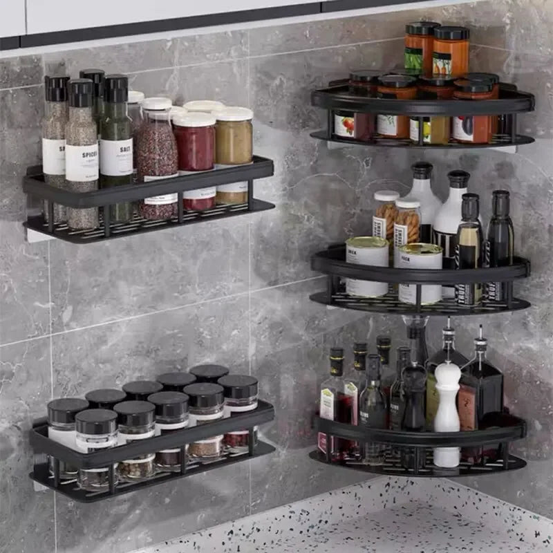 No-Drill Bathroom Corner Shelf — Wall Mount Shower Storage Rack